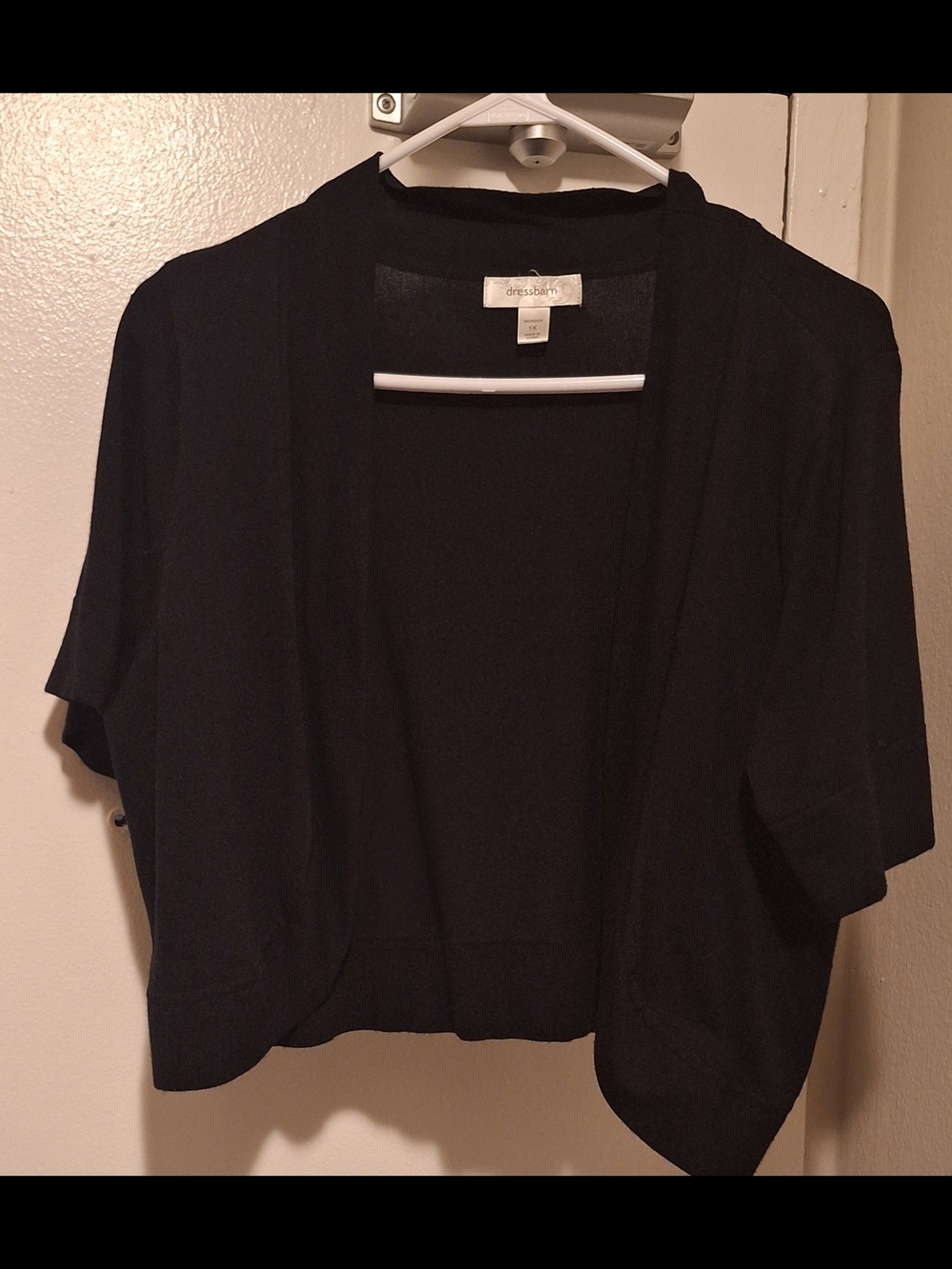 dressbarn Black Open-Front Short Sleeve Shrug